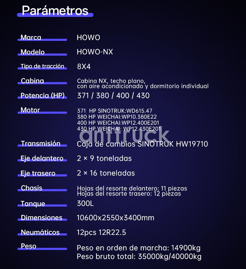 Camión Volquete Sinotruk HOWO NX 8X4 Usado